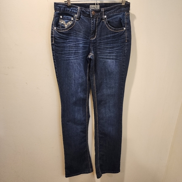 EARL JEANS Women Studded Washed blue Straight legs size 4 - Picture 7 of 11
